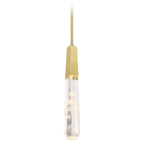 George Kovacs Drifting Droplets Brushed Brass LED Mini-Pendant Light with Abstract Shade