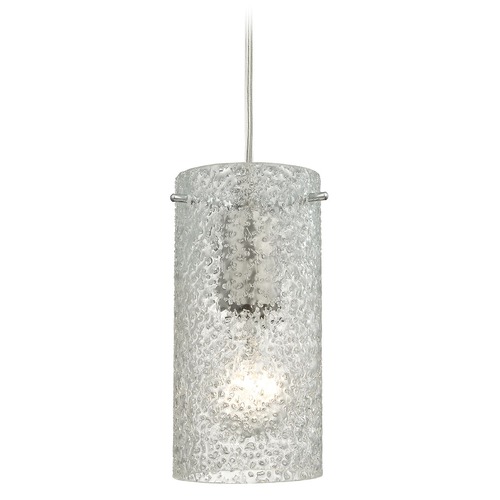 Elk Lighting Elk Lighting Ice Fragments Satin Nickel Mini-Pendant Light with Cylindrical Shade 10242/1CL