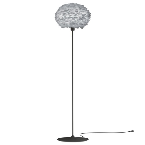 UMAGE Black Floor Lamp with Grey Abstract Feather Shade 3009_4038