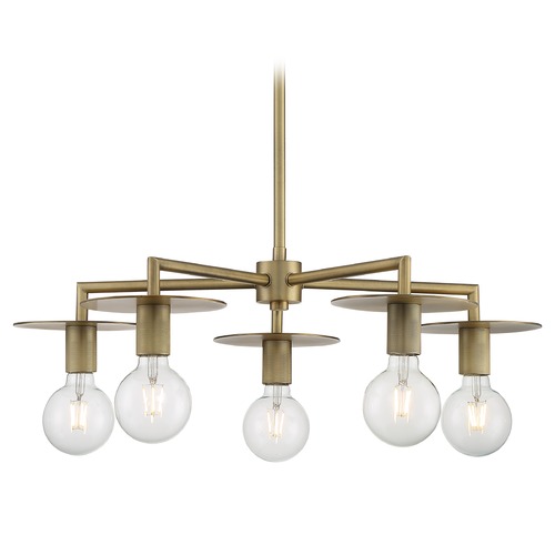 Bizet Vintage Brass Chandelier by Satco Lighting