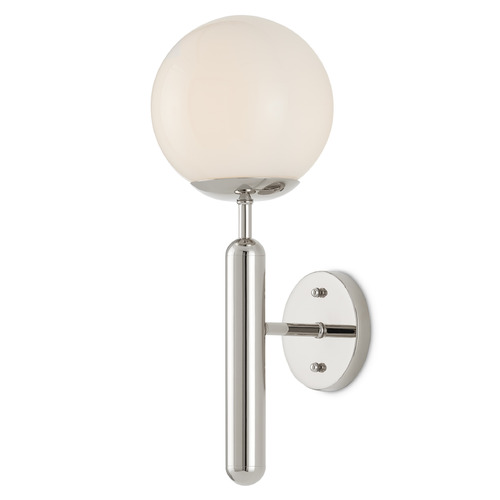 Currey and Company Ian Thornton Barbican Polished Nickel / White Sconce