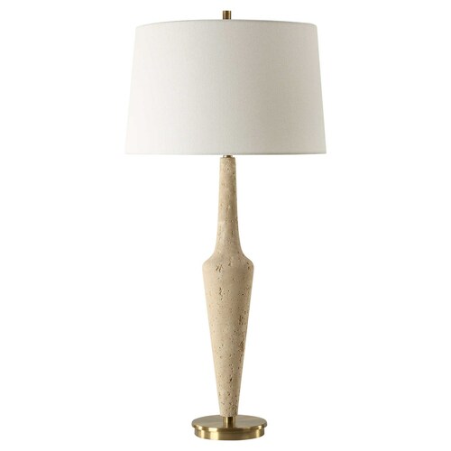 The Uttermost Company Juliet Travertine & Antique Brass Table Lamp with Empire Shade