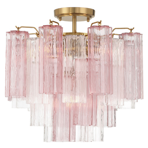 Crystorama Lighting Addis Aged Brass Semi-Flushmount Light