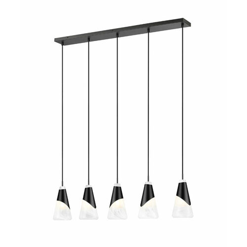 Z-Lite Aimie Matte Black Multi-Light Pendant with Conical Shade