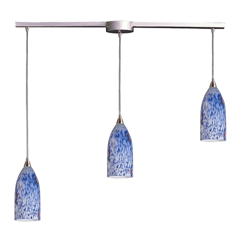 Elk Lighting Modern Multi-Light Pendant Light with Art Glass and 3-Lights 502-3L-BL