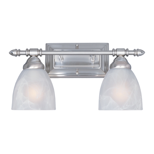 Bathroom Light with Alabaster Glass in Satin Platinum Finish