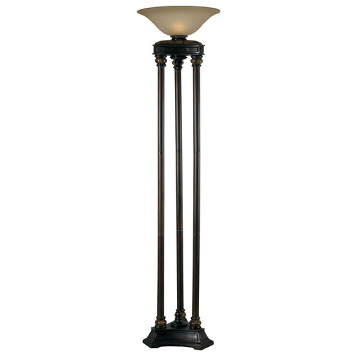 Kenroy Home Lighting Torchiere Lamp with Beige / Cream Glass in Oil Rubbed Bronze Finish 32066ORB