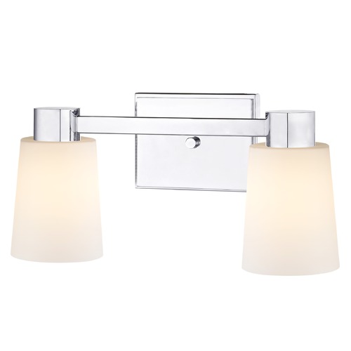 Design Classics Lighting 2-Light White Glass Bathroom Vanity Light Chrome 2102-26 GL1027
