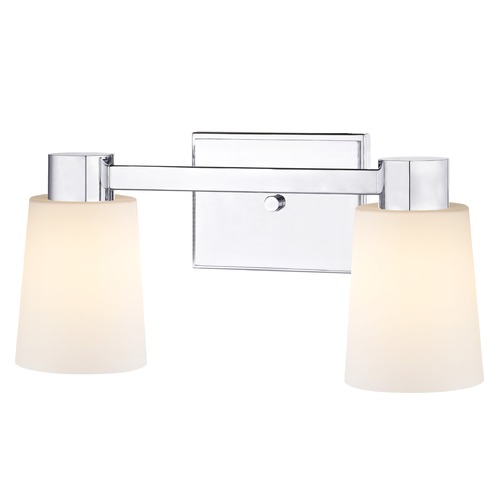2-Light White Glass Bathroom Vanity Light Chrome