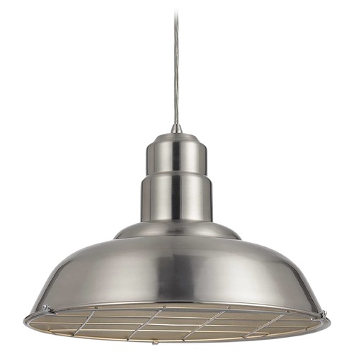 Matteo Lighting Clarkson Series Brushed Nickel Pendant with Warehouse Shade by Matteo Lighting C54111BN