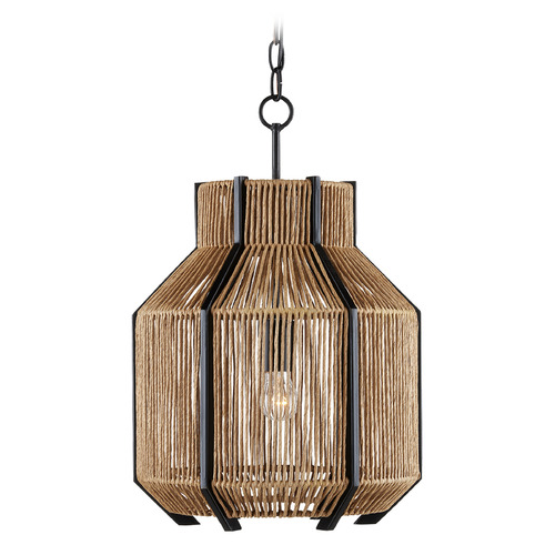 Mali 13.50-Inch Wide Pendant in Satin Black by Currey & Company