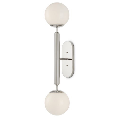Currey and Company Ian Thornton Barbican Polished Nickel / White Vertical Bathroom Light