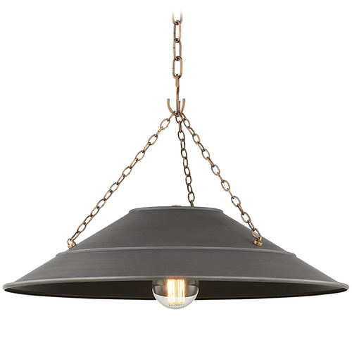 Troy Lighting Troy Lighting Arcane Patina Brass & Graphite LED Pendant Light with Coolie Shade F1223-PBR/GRA