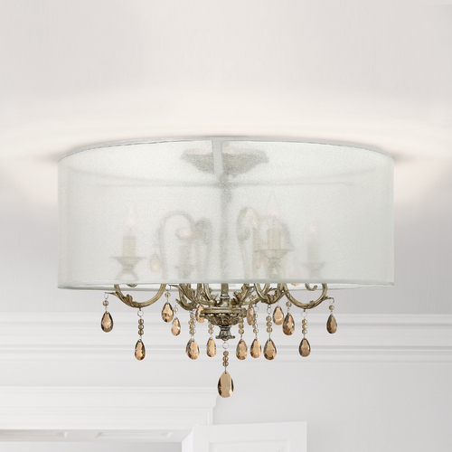 Carlton 24-Inch Crystal Semi-Flush Mount in Silver Leaf by Hinkley Lighting