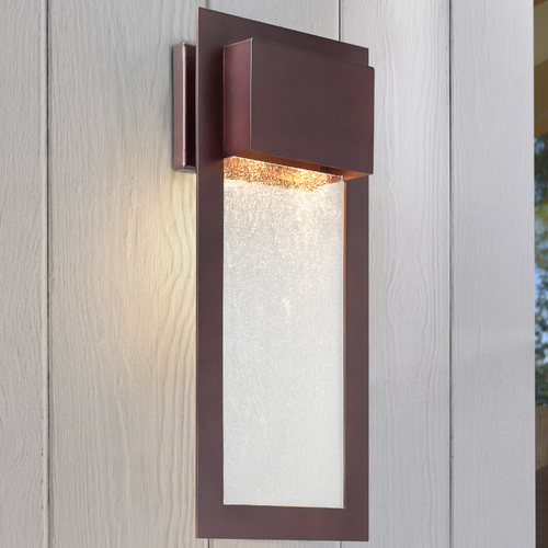 Seeded Glass Outdoor Wall Light Bronze by Minka Lavery