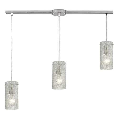 Elk Lighting Elk Lighting Ice Fragments Satin Nickel Multi-Light Pendant with Cylindrical Shade 10242/3L-CL