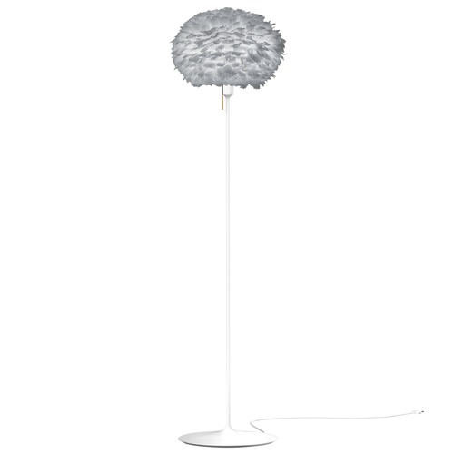 UMAGE White Floor Lamp with Grey Abstract Feather Shade 3009_4037