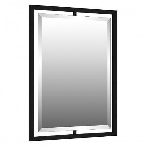 Marcos Illuminated Mirror in Matte Black by Quoizel Lighting