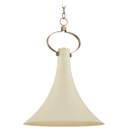 Troy Lighting Troy Lighting Radcliff Patina Brass & Soft Sand LED Pendant Light with Bell Shade F1518-PBR/SSD