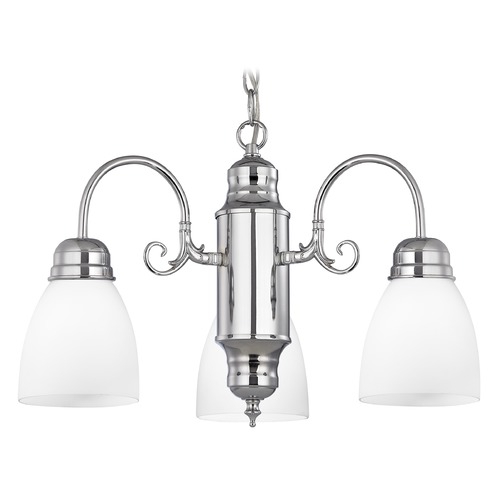Design Classics Lighting Mini-Chandelier with White Glass in Chrome Finish 708-26 GL1028MB