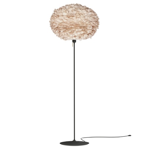 UMAGE Black Floor Lamp with Light Brown Abstract Feather Shade 3007_4038