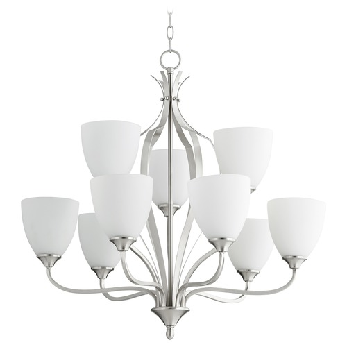 Quorum Lighting Jardin Satin Nickel Chandelier by Quorum Lighting 6127-9-65