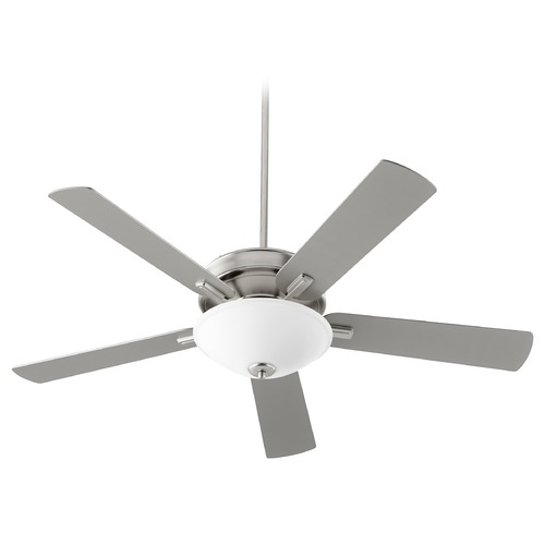 Premier Satin Nickel LED Ceiling Fan with Light by Quorum Lighting