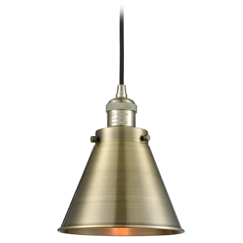 Innovations Lighting Innovations Lighting Appalachian Antique Brass Mini-Pendant Light with Conical Shade 201C-AB-M13-AB