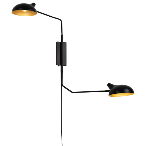 Z-Lite Bellamy Matte Black & Gold Swing Arm Lamp by Z-Lite 1942-2S-MB