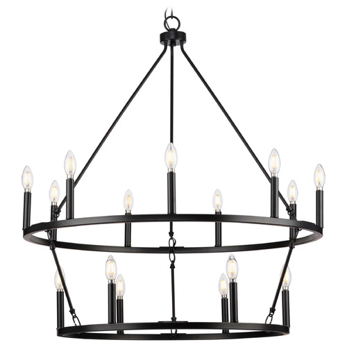 Progress Lighting Progress Lighting Cowan 9-Light Matte Black Chandelier P400315-31M