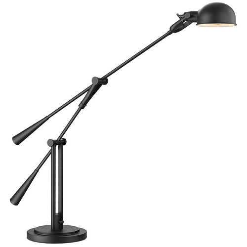 Z-Lite Grammercy Park Matte Black Swing Arm Lamp with Bowl / Dome Shade