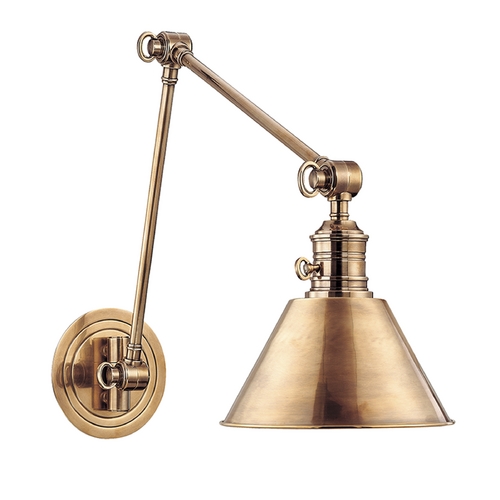Garden City Swing Arm Lamp in Aged Brass by Hudson Valley Lighting