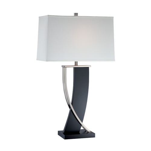 Modern Table Lamp with White Shade in Polished Steel by Lite Source Lighting