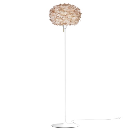 UMAGE White Floor Lamp with Light Brown Abstract Feather Shade 3006_4037