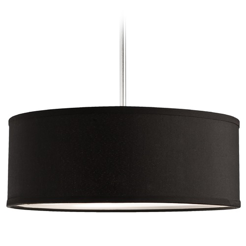 Kuzco Lighting Modern Brushed Nickel Pendant with Black Textured Linen Shade by Kuzco Lighting 41073B