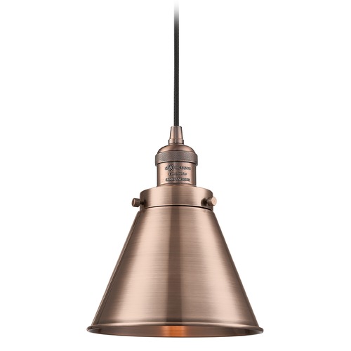 Innovations Lighting Innovations Lighting Appalachian Antique Copper Mini-Pendant Light with Conical Shade 201C-AC-M13-AC