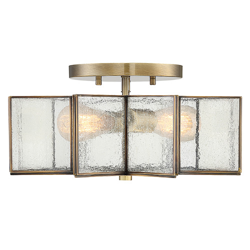 Meridian 2-Light Ceiling Light in Natural Brass by Meridian M60004NB