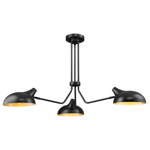 Z-Lite Bellamy Matte Black & Gold Semi-Flush Mount by Z-Lite 1942-3SF-MB