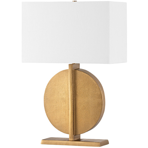 Troy Lighting Colma Patina Brass LED Table Lamp with Rectangle Shade