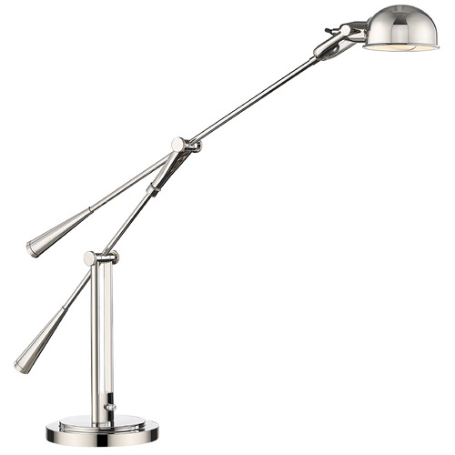 Z-Lite Grammercy Park Polished Nickel Swing Arm Lamp with Bowl / Dome Shade
