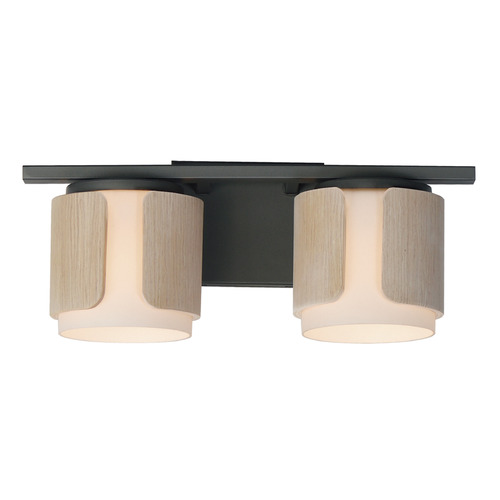Maxim Lighting Draughtsman Natural Whitewashed Oak & Charcoal Bathroom Light