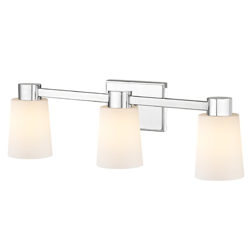 Design Classics Lighting 3-Light White Glass Bathroom Vanity Light Chrome 2103-26 GL1027