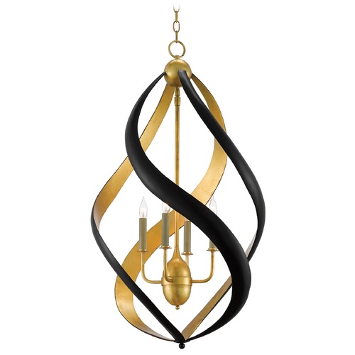 Currey and Company Lighting Trephine Gold Leaf/Satin Black Chandelier by Currey & Company 9000-0321