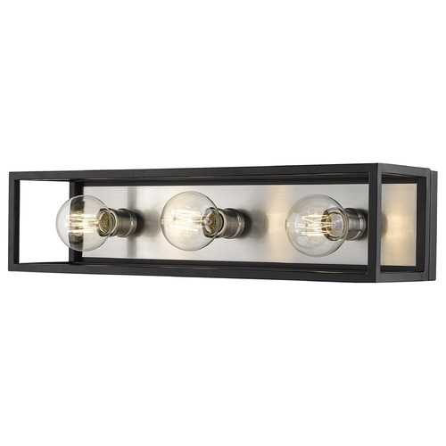 Kube Matte Black & Brushed Nickel Vertical Bathroom Light by Z-Lite