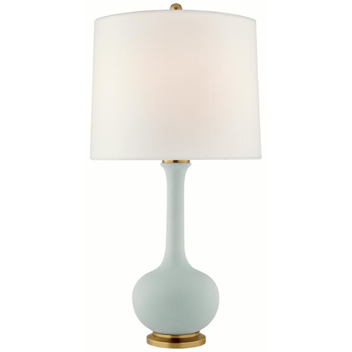 Visual Comfort Signature Collection Coy Matte Sky Blue Table Lamp with Drum Shade