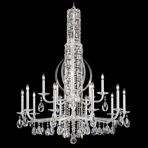 Schonbek Worldwide Lighting Siena Polished Stainless Steel Crystal Chandelier