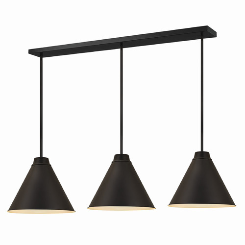 Z-Lite Z-Lite Eaton Matte Black Multi-Light Pendant with Conical Shade 6011P18-3L-MB