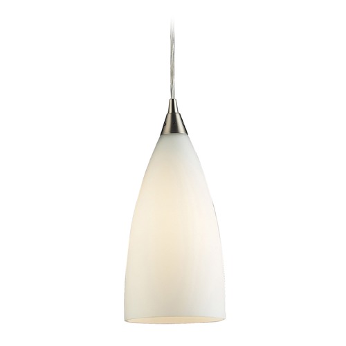 Elk Lighting 17142/3 Mayfield 3-Light Pendant with Opal White Glass Shade Brushed Nickel Finish 19 by 27-Inch 