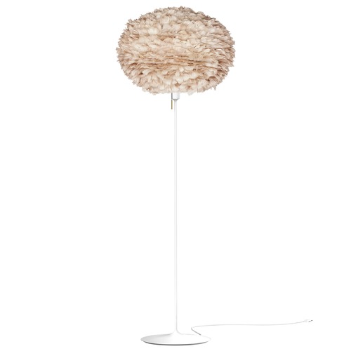 UMAGE White Floor Lamp with Light Brown Abstract Feather Shade 3007_4037