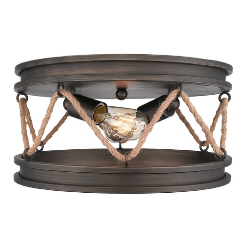 Chatham 14-Inch Flush Mount in Gunmetal Bronze by Golden Lighting